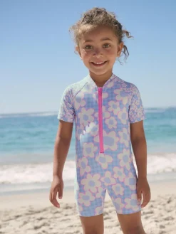 Next Blue Stampy Floral Sunsafe Swimsuit (3mths-10yrs)^ Swimwear|Swimwear