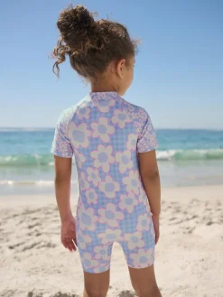 Next Blue Stampy Floral Sunsafe Swimsuit (3mths-10yrs)^ Swimwear|Swimwear