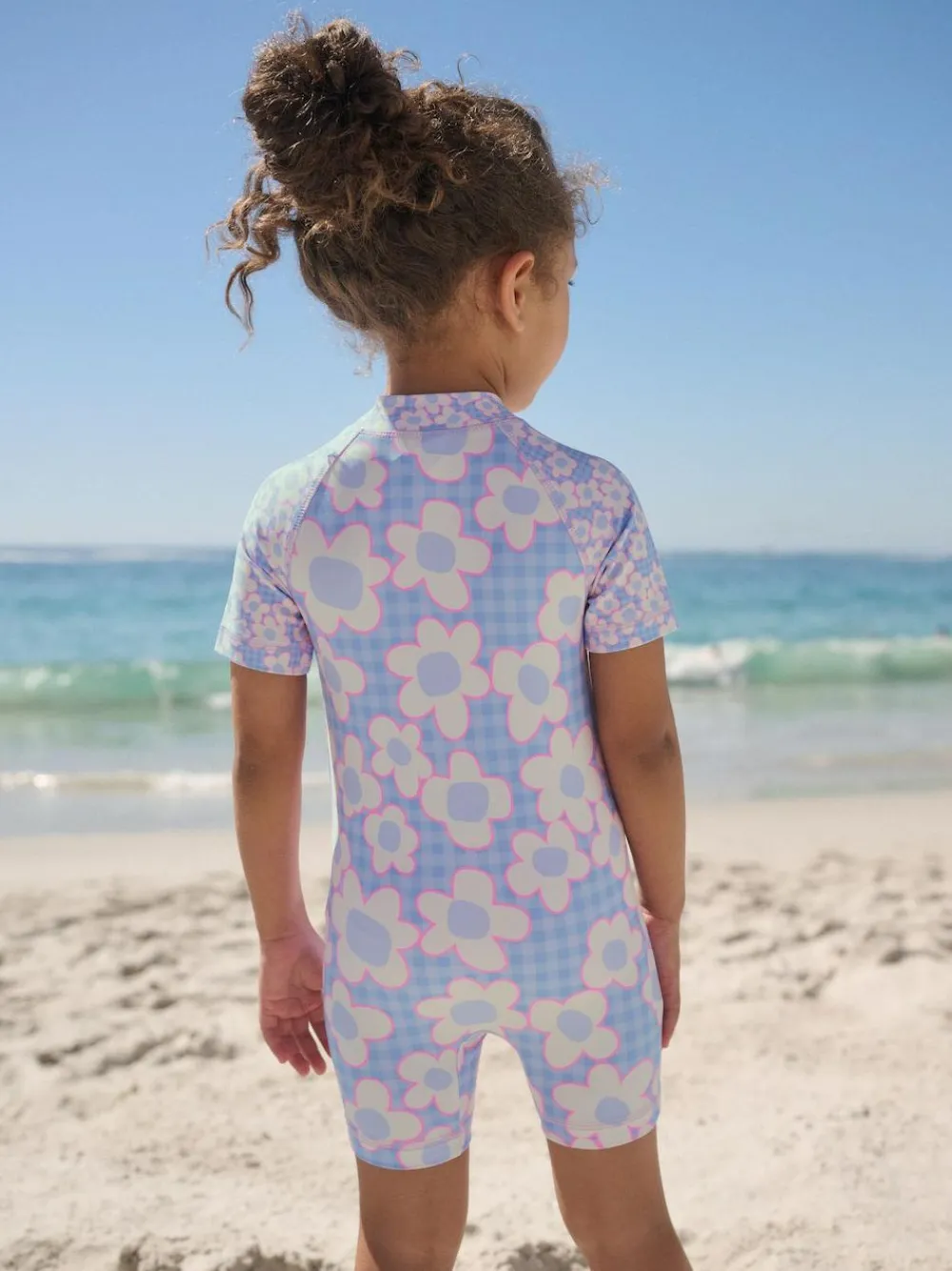 Next Blue Stampy Floral Sunsafe Swimsuit (3mths-10yrs)^ Swimwear|Swimwear