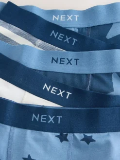 Next Blue Stars & Stripes Junior Pattern Trunks 5 Pack (1.5-16yrs)^BOY Underwear