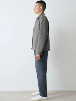 New Next Straight Fit Pleated Stretch Chinos Trousers With Elasticated Waist Blue