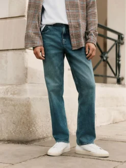 Hot Next Straight Fit Signature Brushed Cosy Denim Jeans With Wool Blue