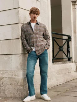 Hot Next Straight Fit Signature Brushed Cosy Denim Jeans With Wool Blue