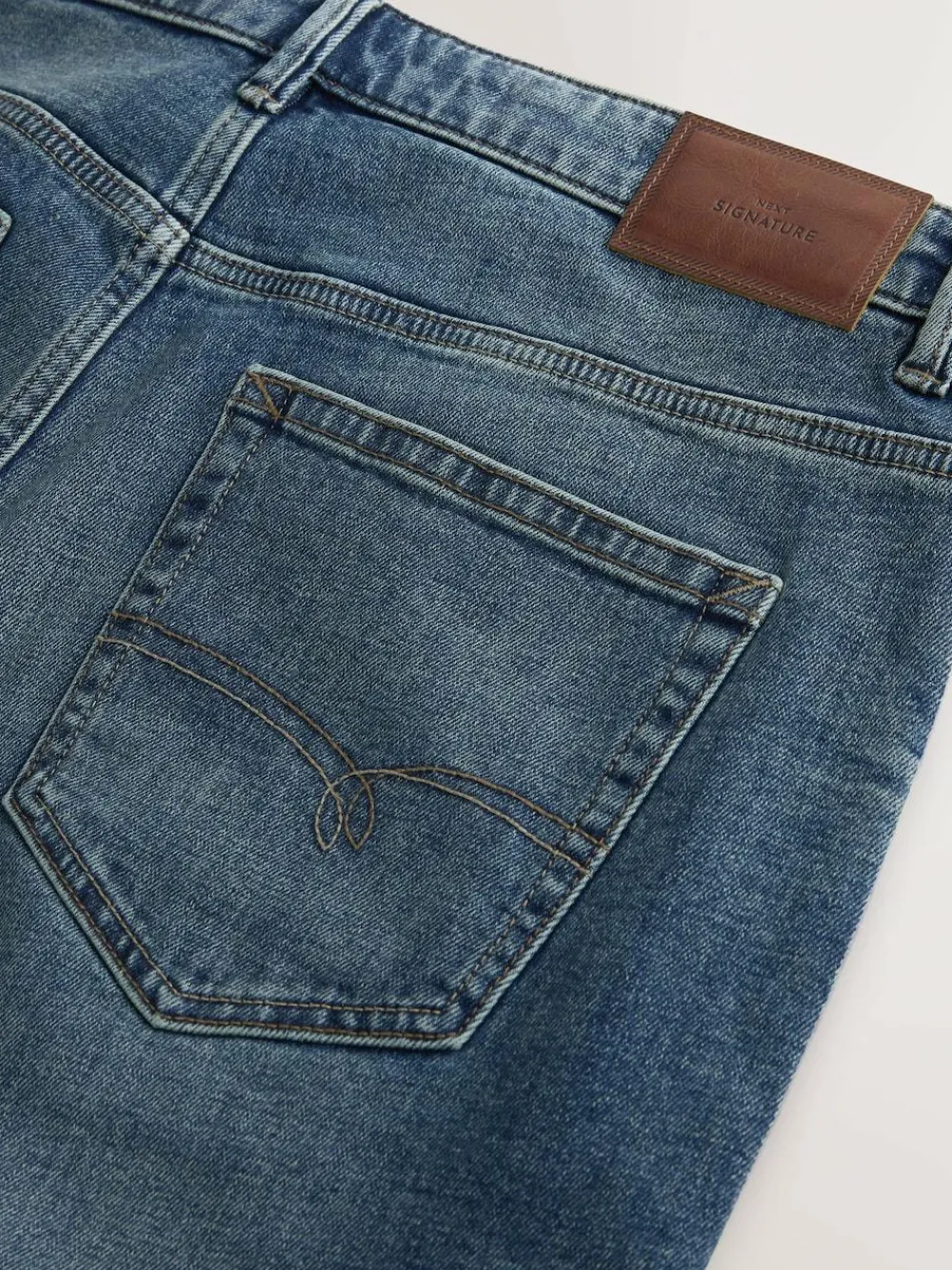 Hot Next Straight Fit Signature Brushed Cosy Denim Jeans With Wool Blue