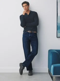 Hot Next Straight Fit Signature Belted Jeans Blue