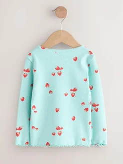 Best Next Blue Strawberry Rib Long Sleeve T-Shirt (3mths-7yrs)