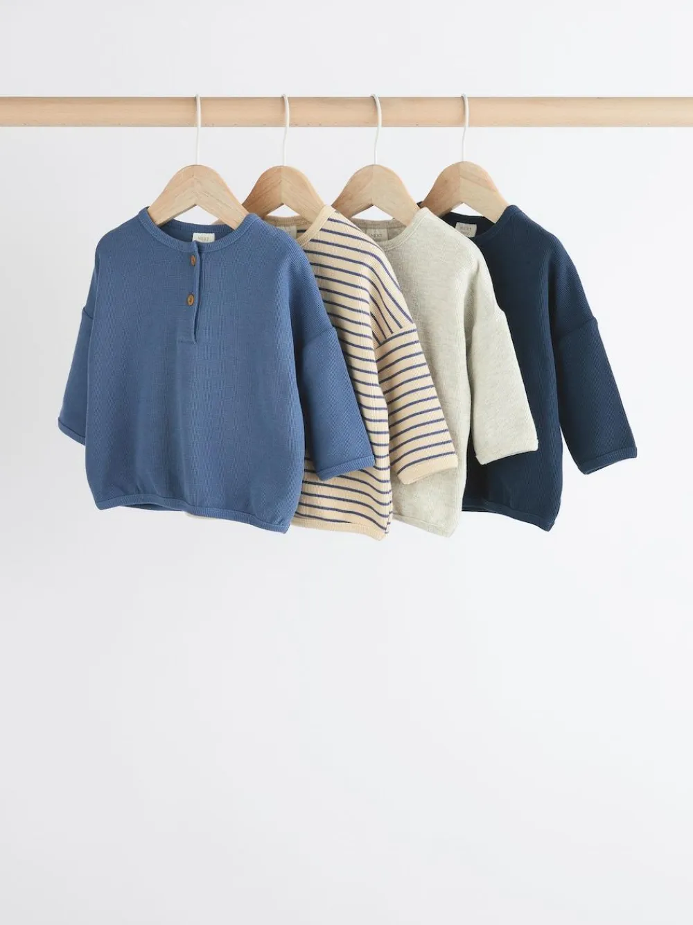 Clearance Next Baby Long Sleeve T-Shirts 4 Pack (0mths-2yrs) Blue Stripe