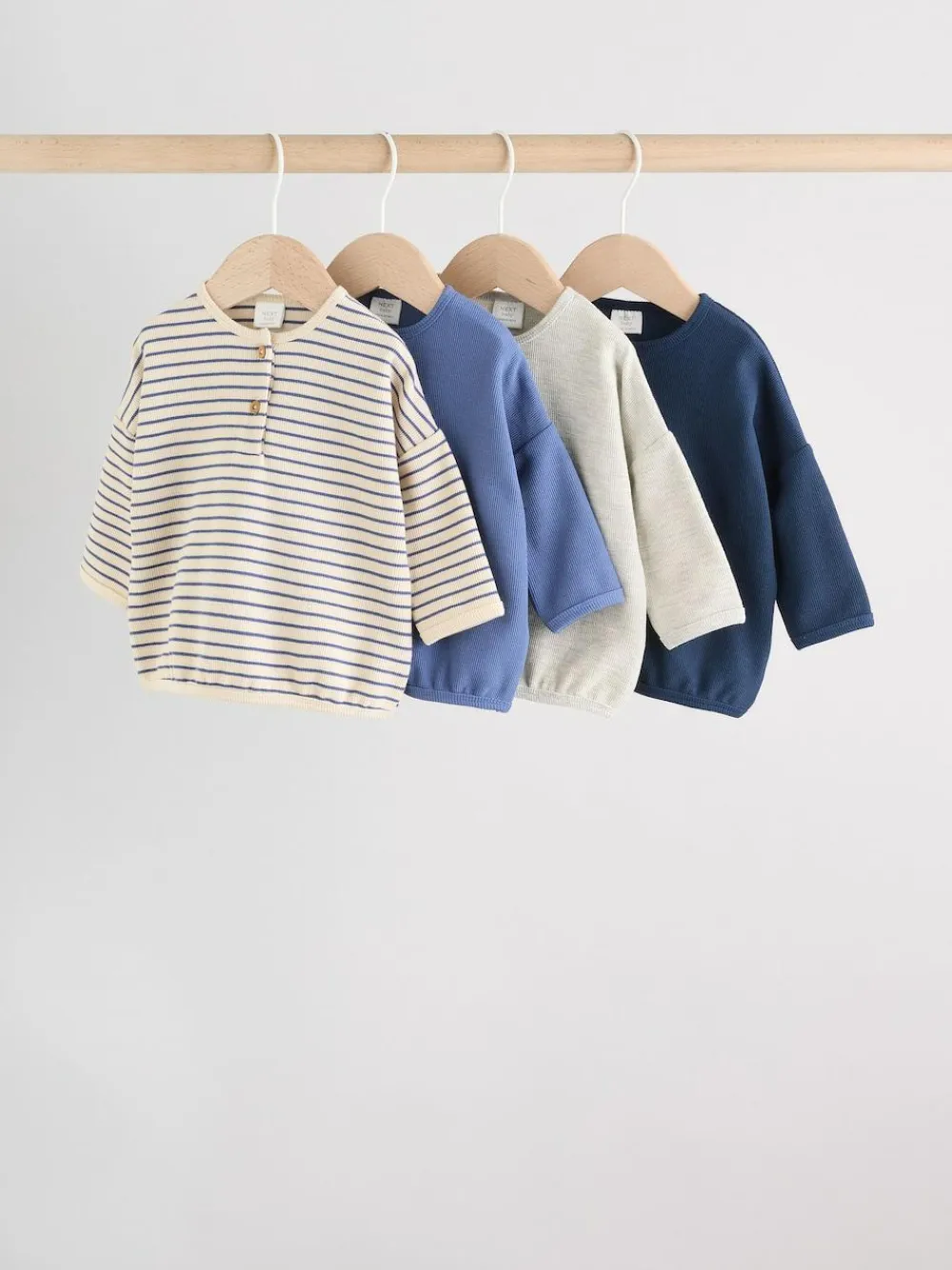 Clearance Next Baby Long Sleeve T-Shirts 4 Pack (0mths-2yrs) Blue Stripe