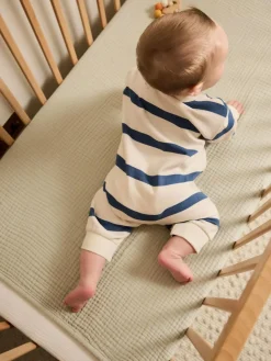 Next Blue Stripe Baby Sweat Romper (0mths-3yrs)^BOY Sets & Outfits|Sweatshirts & Hoodies