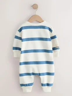 Next Blue Stripe Baby Sweat Romper (0mths-3yrs)^BOY Sets & Outfits|Sweatshirts & Hoodies