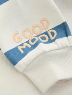 Next Blue Stripe Baby Sweat Romper (0mths-3yrs)^BOY Sets & Outfits|Sweatshirts & Hoodies