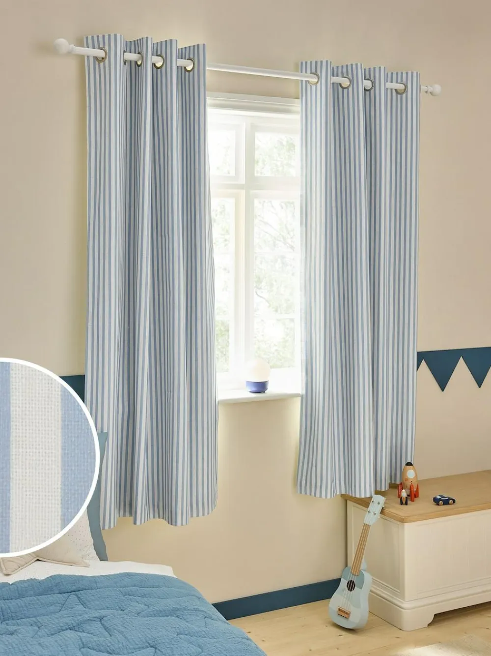 Sale Next Eyelet Blackout Curtains Blue Stripe