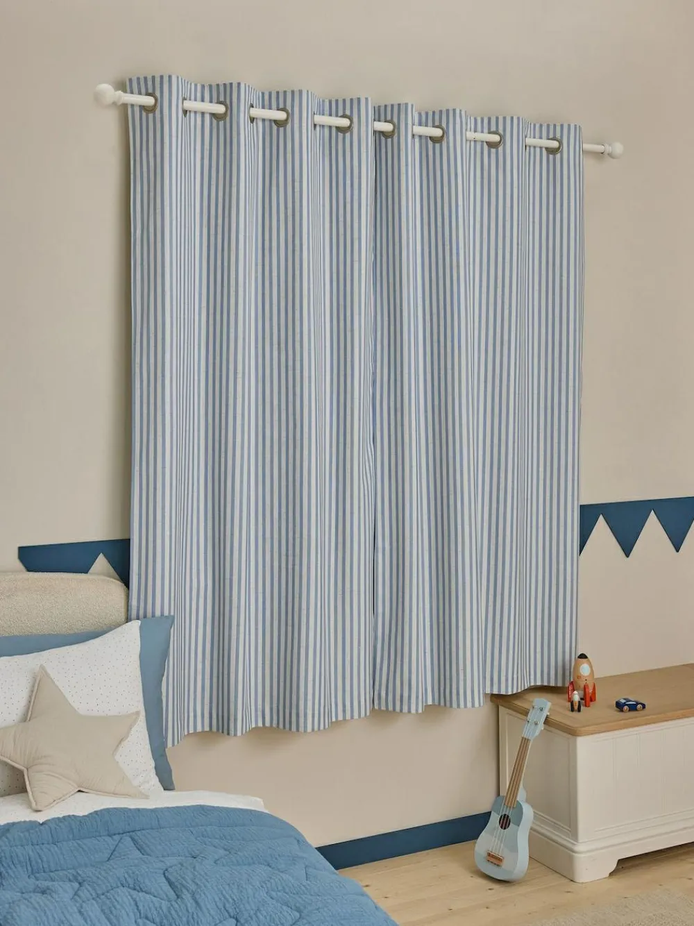 Sale Next Eyelet Blackout Curtains Blue Stripe