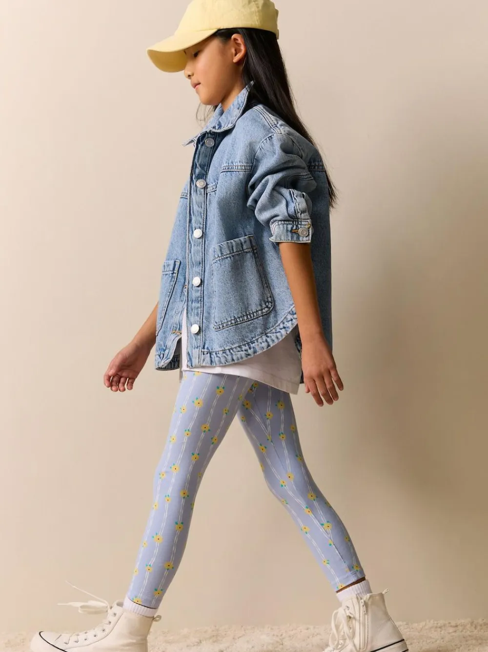 Sale Next Blue Stripe Flower Leggings (3-16yrs)