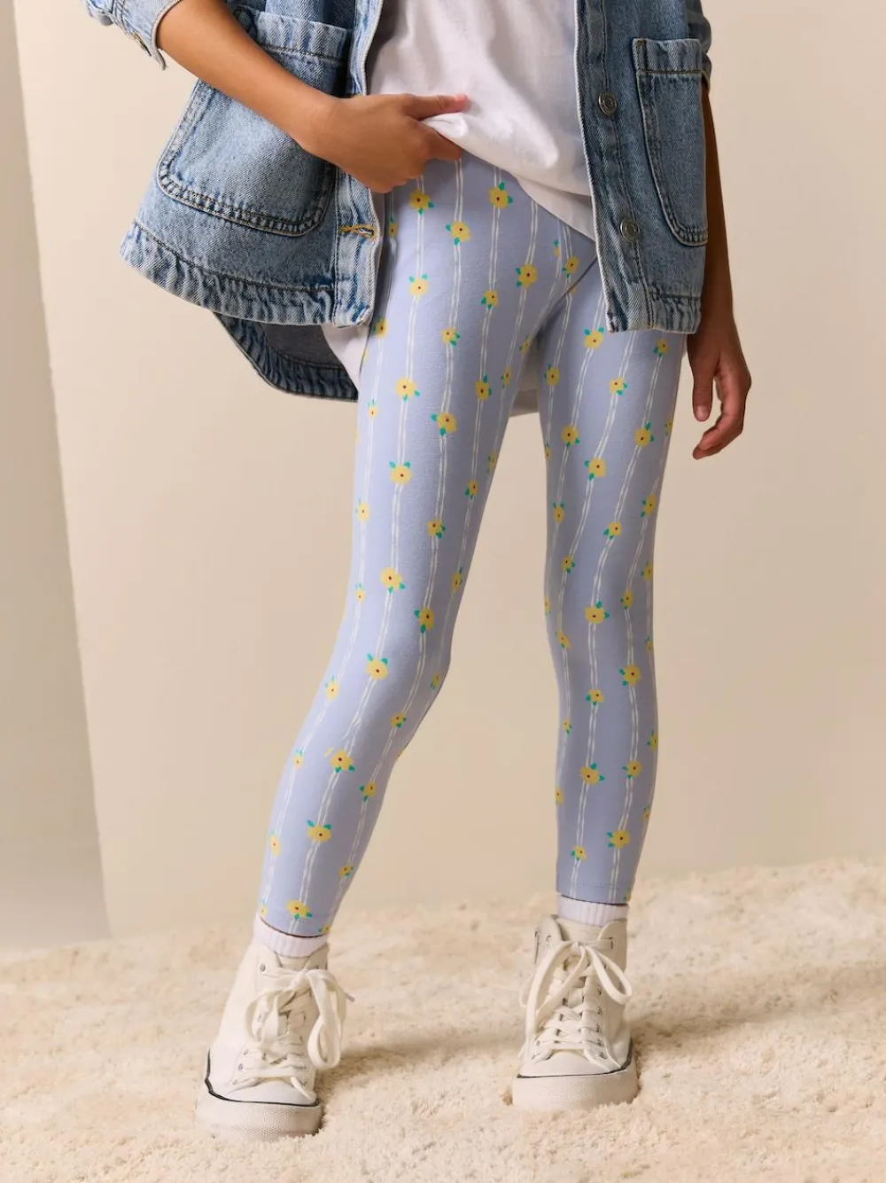 Sale Next Blue Stripe Flower Leggings (3-16yrs)