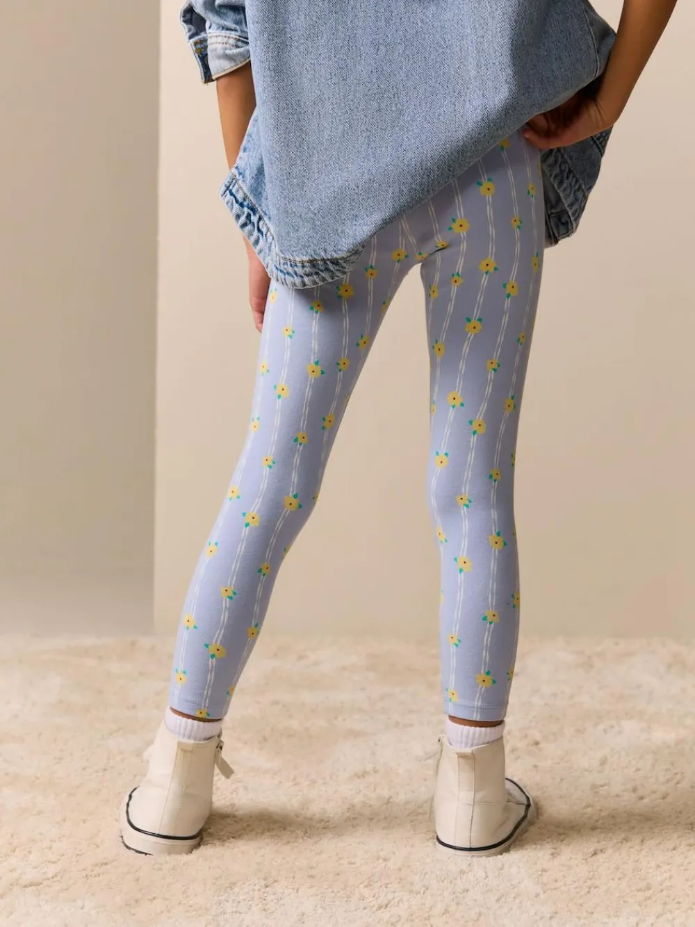 Sale Next Blue Stripe Flower Leggings (3-16yrs)