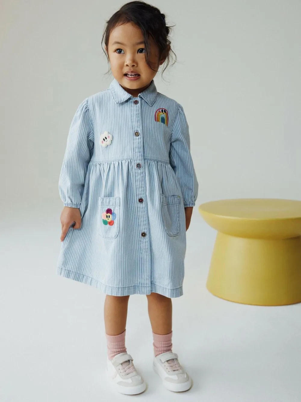Best Next Long Sleeve Cotton Dress (3mths-8yrs) Blue Stripe