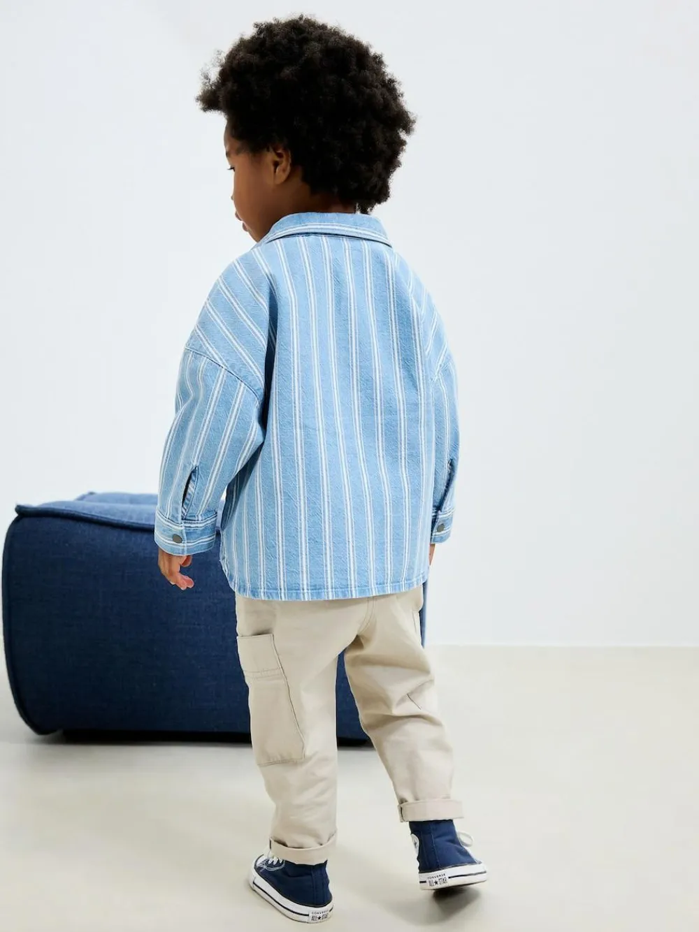 Next Blue Stripe Long Sleeve Denim Shirt (3mths-7yrs)^BOY Suits & Vest|Shirts