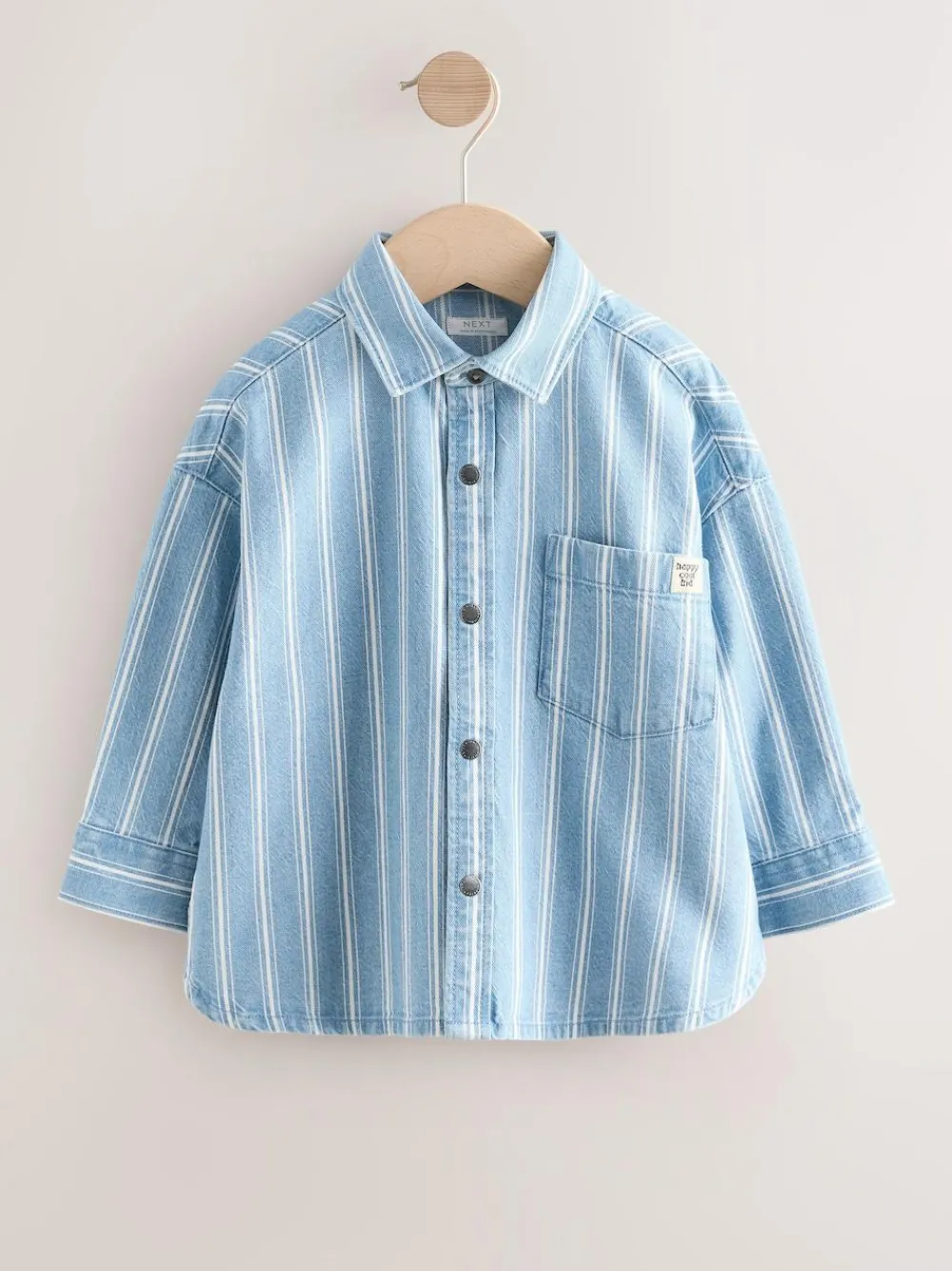 Next Blue Stripe Long Sleeve Denim Shirt (3mths-7yrs)^BOY Suits & Vest|Shirts