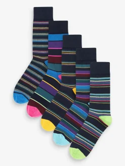 Next Blue Stripe Pattern Socks 5 Pack^ Socks|Socks