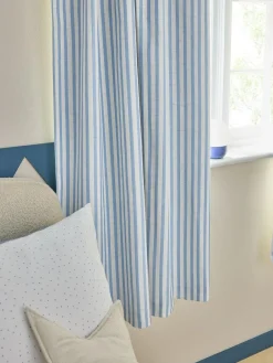 Next Pencil Pleat Blackout Curtains Blue Stripe