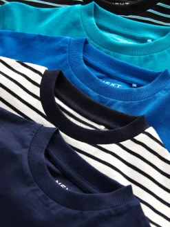 Next Blue Stripe Short Sleeve T-Shirts 5 Pack (3mths-7yrs)^BOY T-Shirts
