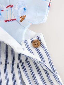 Sale Next Blue Striped Cath Kidston 100% Cotton Baby Dungaree