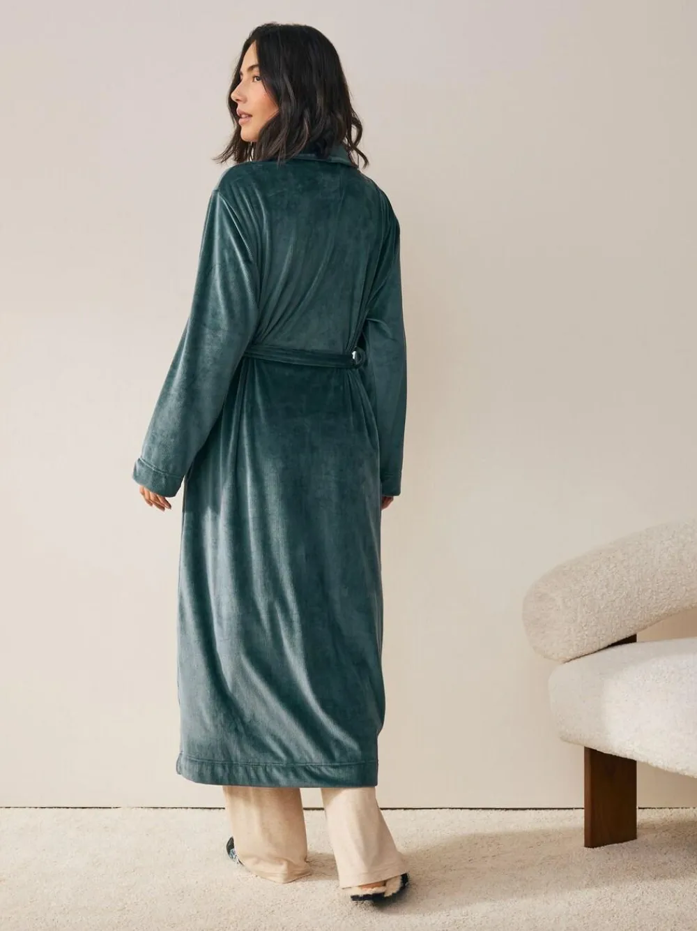 Clearance Next Studio Cosy Ribbed Dressing Gown Blue