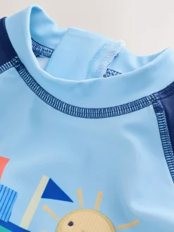 Best Next Blue Sunsafe Rash Vest and Swim Shorts Set (3mths-7yrs)