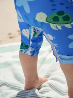 Online Next Sunsafe Swimsuit and Hat Set (3mths-7yrs) Blue