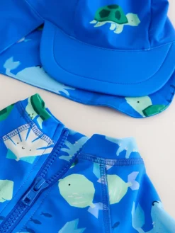 Online Next Sunsafe Swimsuit and Hat Set (3mths-7yrs) Blue