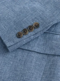 Next Tailored Fit Linen Blend Texture Suit Jacket^ Blue Suits