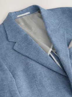 Next Tailored Fit Linen Blend Texture Suit Jacket^ Blue Suits