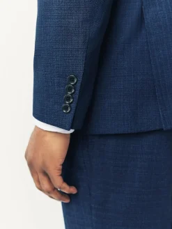 Discount Next Tailored Fit Textured Wool Blend Suit Jacket Blue