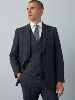 Next Blue Tailored Fit Trimmed Check Suit Jacket^ Blue Suits