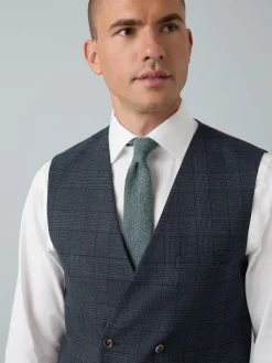 Sale Next Blue Tailored Fit Trimmed Check Suit Waistcoat