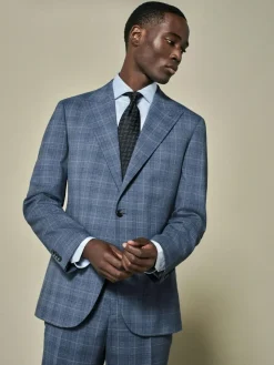 Best Next Blue Tailored Fit Wool Blend Check Jacket