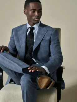 Best Next Blue Tailored Fit Wool Blend Check Jacket