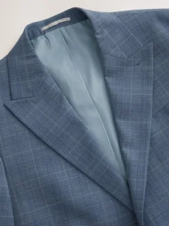 Best Next Blue Tailored Fit Wool Blend Check Jacket