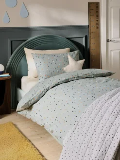 Online Next Blue Terrazzo Cotton Printed Bedding Duvet Cover and Pillowcase Set