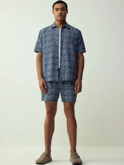 Best Next Blue Textured Navajo Style Short Sleeve Shirt