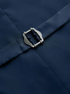 Hot Next Textured Wool Blend Suit Waistcoat Blue