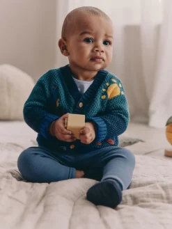 Online Next Blue Transport Baby Embroidered Cardigan (0mths-2yrs)