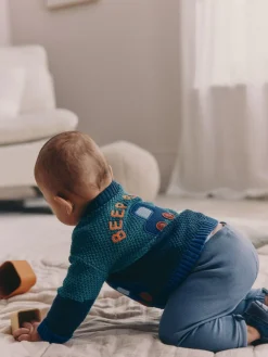 Online Next Blue Transport Baby Embroidered Cardigan (0mths-2yrs)