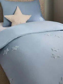 Next Blue Tufted Stars Cotton Duvet Cover and Pillowcase Set^ Childrens Bedding