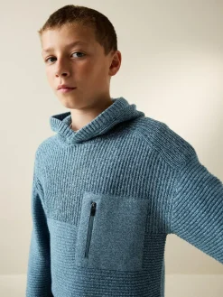 Hot Next Blue Twist Utility Knitted Hoodie (3-16yrs)