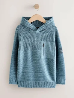 Hot Next Blue Twist Utility Knitted Hoodie (3-16yrs)