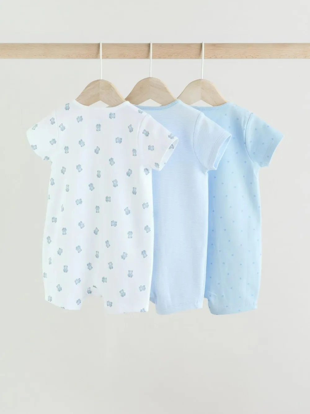 Next Blue Two Way Zip Baby Rompers 3 Pack (0mths-3yrs)^ Rompers & Overalls