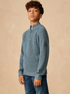 Next Utility Zip Neck Knitted Jumper (3-16yrs)^BOY Knitwear & Sweaters|Knitwear