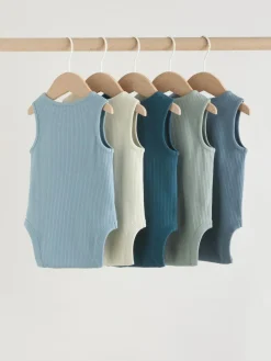 Next Blue Vest Baby Bodysuits 5 Pack^BOY Bodysuits & Vests|Vests